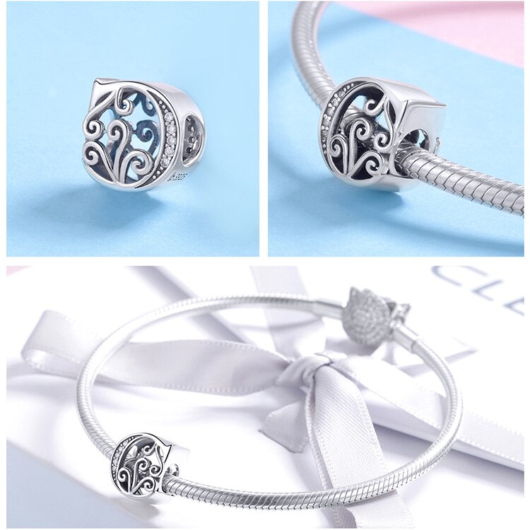 925 Sterling Silver Letter Charm - TEA LU SHOP