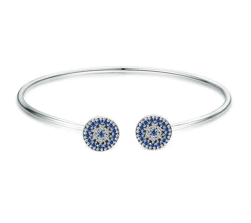 925 Sterling Silver Blue Zircon Lucky Eyes Bracelet - TEA LU SHOP