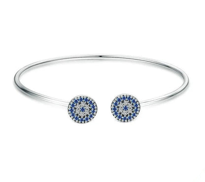 925 Sterling Silver Blue Zircon Lucky Eyes Bracelet - TEA LU SHOP