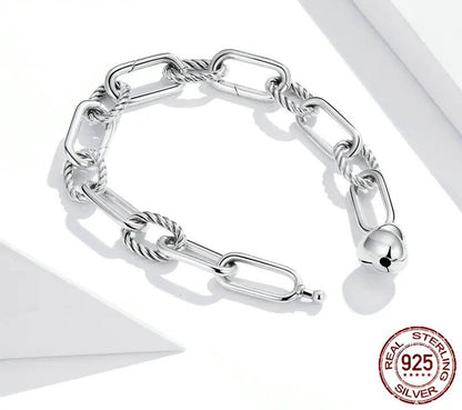 925 Sterling Silver Heart Love Chain Bracelet - TEA LU SHOP