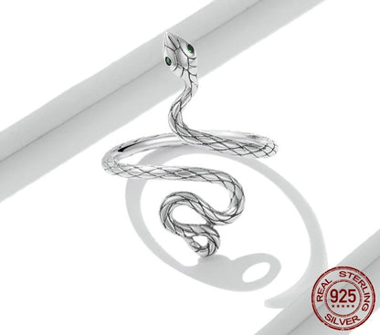 925 Sterling Silver Snake Open Ring - TEA LU SHOP
