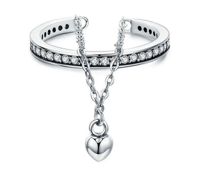 925 Sterling Silver Stackable Clear CZ Heart Ring - TEA LU SHOP