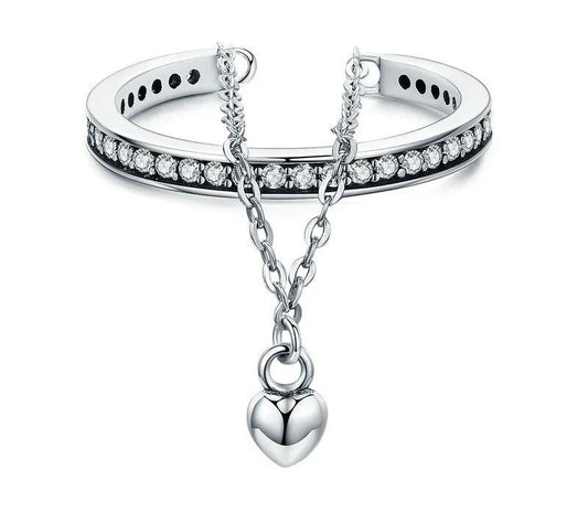 925 Sterling Silver Stackable Clear CZ Heart Ring - TEA LU SHOP