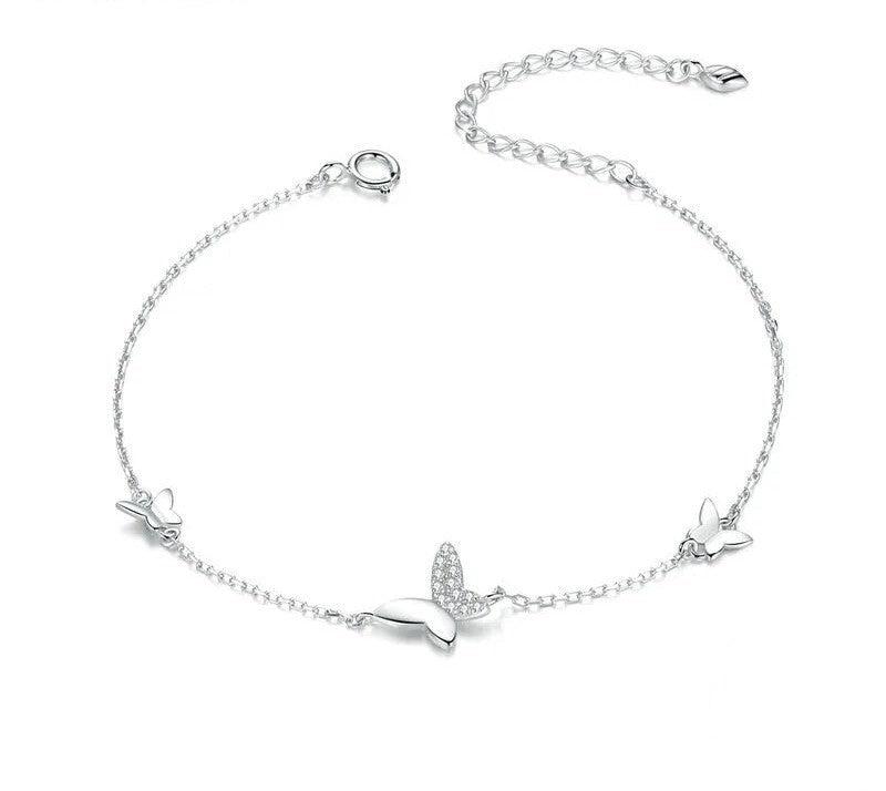 925 Sterling Silver Flying Butterfly Bracelet - TEA LU SHOP
