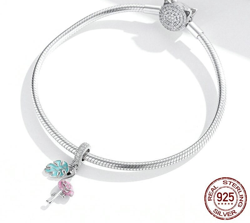 925 Sterling Silver Pink Flamingo Pendant - TEA LU SHOP