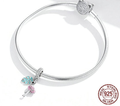 925 Sterling Silver Pink Flamingo Pendant - TEA LU SHOP