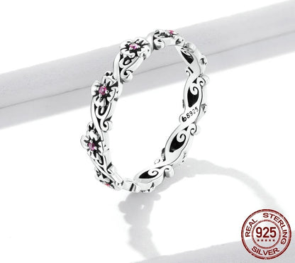 925 Sterling Silver Vintage Pattern Ring - TEA LU SHOP