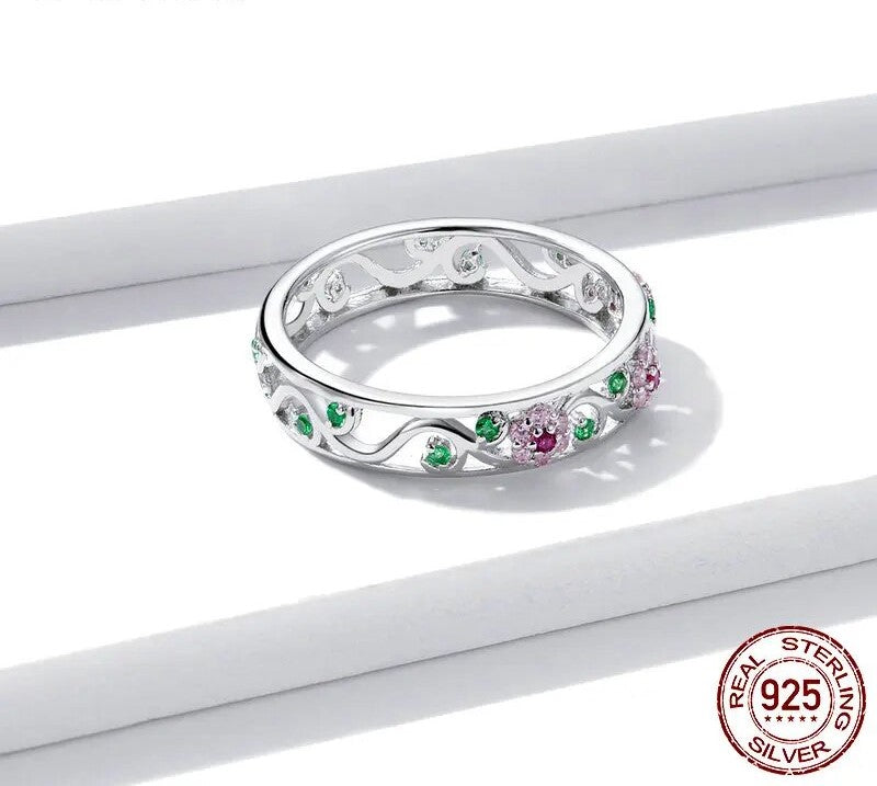 925 Sterling Silver Secret Garden Ring - TEA LU SHOP