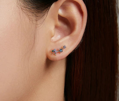 925 Sterling Silver Rainbow Crystal Star Stud Earrings - TEA LU SHOP