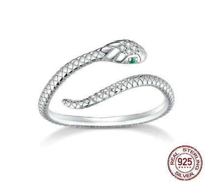 925 Sterling Silver Snake Adjustable Ring - TEA LU SHOP