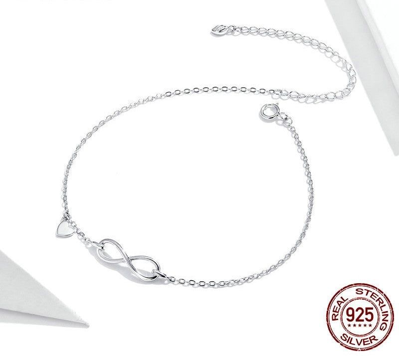 925 Sterling Silver Infinite Chain Anklet - TEA LU SHOP