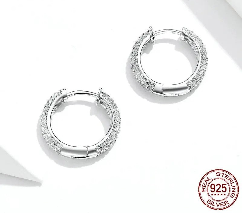 925 Sterling Silver Zirco Ear Hoops - TEA LU SHOP