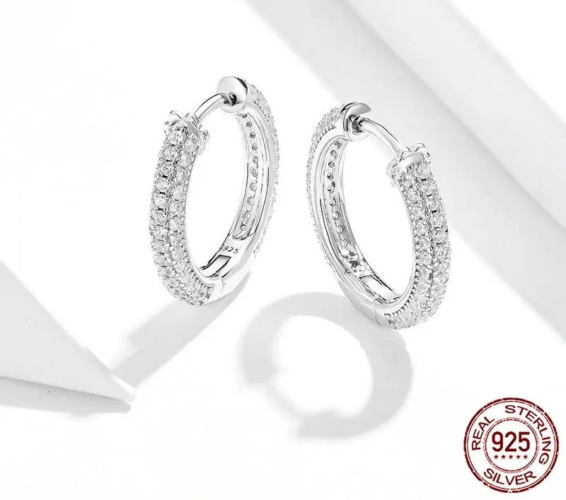 925 Sterling Silver Zirco Ear Hoops - TEA LU SHOP