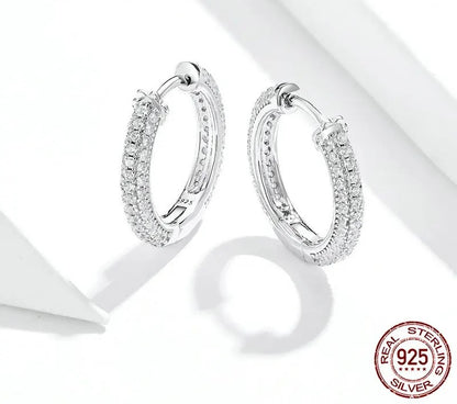 925 Sterling Silver Zirco Ear Hoops - TEA LU SHOP