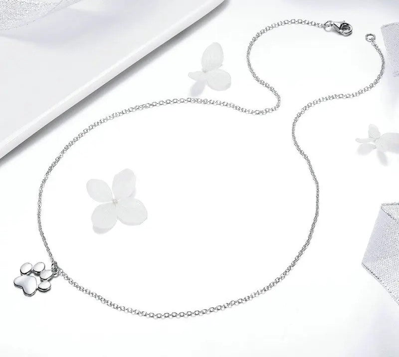 925 Sterling Silver Cat Paw Necklace - TEA LU SHOP