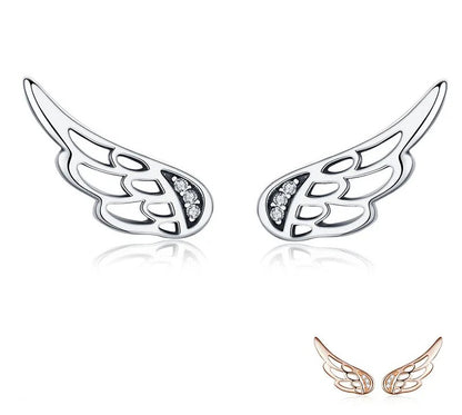 925 Sterling Silver Fairy Wings Stud Earrings - TEA LU SHOP