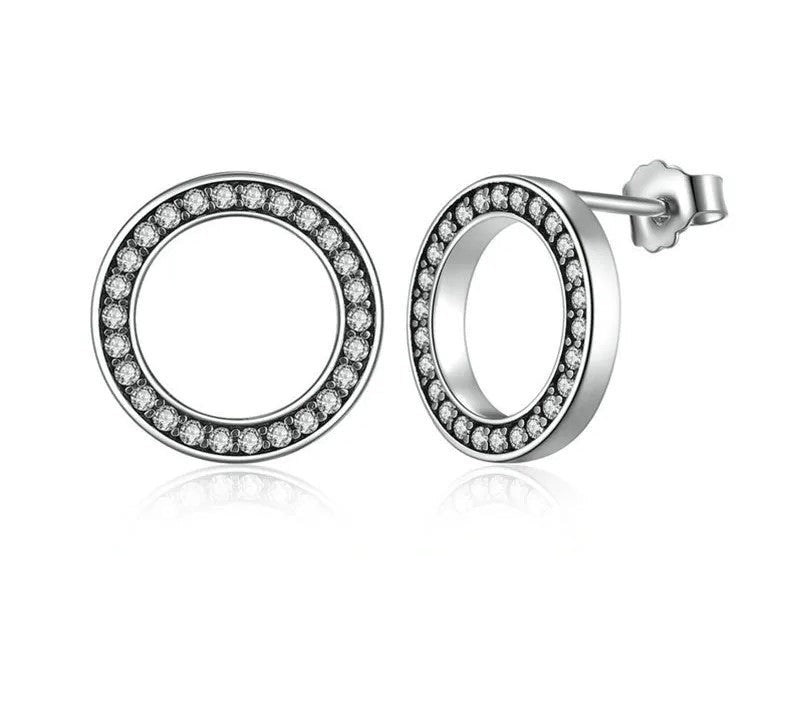 925 Sterling Silver Circle Stud Earrings - TEA LU SHOP