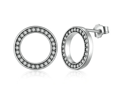 925 Sterling Silver Circle Stud Earrings - TEA LU SHOP