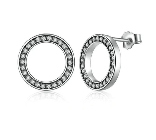 925 Sterling Silver Circle Stud Earrings - TEA LU SHOP