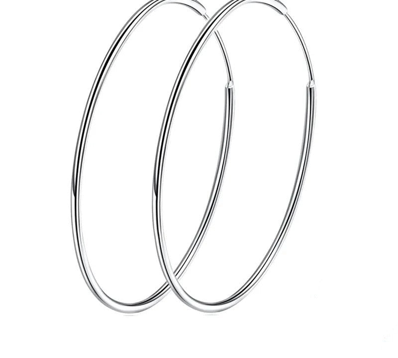 925 Sterling Silver Large Hoop Earrings - TEA LU SHOP
