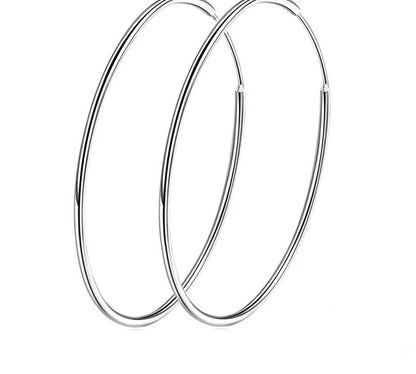 925 Sterling Silver Large Hoop Earrings - TEA LU SHOP
