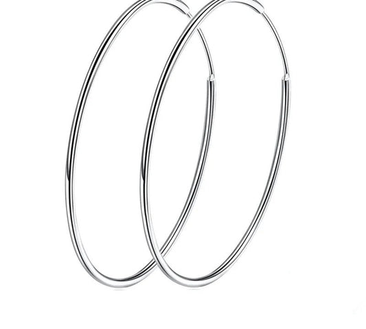 925 Sterling Silver Large Hoop Earrings - TEA LU SHOP