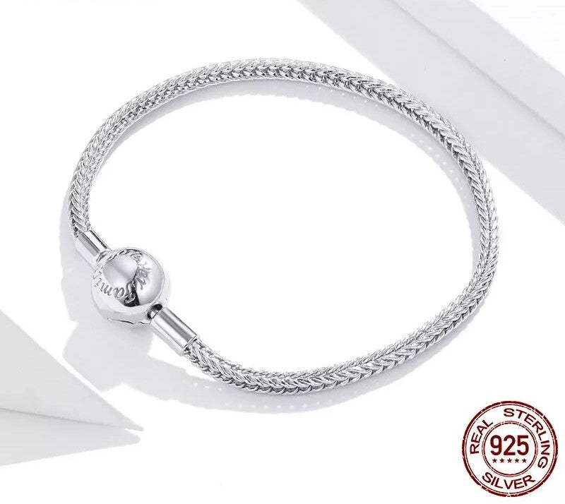 925 Sterling Silver Snake Charm Bracelet - TEA LU SHOP