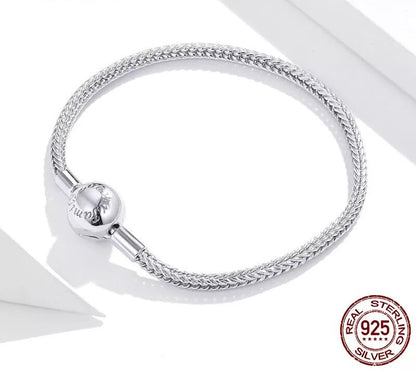 925 Sterling Silver Snake Charm Bracelet - TEA LU SHOP