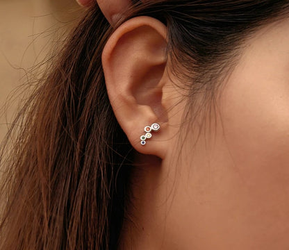 925 Sterling Silver Geometric Zircon Earrings - TEA LU SHOP