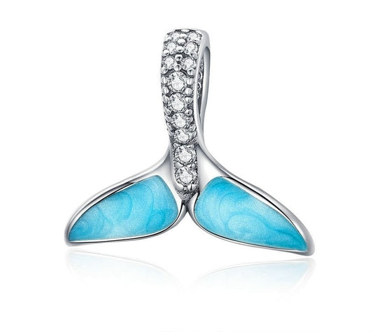 925 Sterling Silver Mermaid's Tail Blue Pendant - TEA LU SHOP