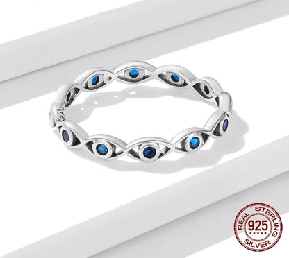 925 Sterling Silver Blue Zircon Ring - TEA LU SHOP