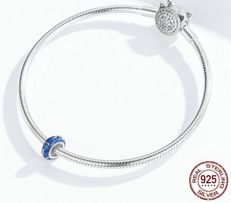 925 Sterling Silver Sky Night Blue Stopper - TEA LU SHOP