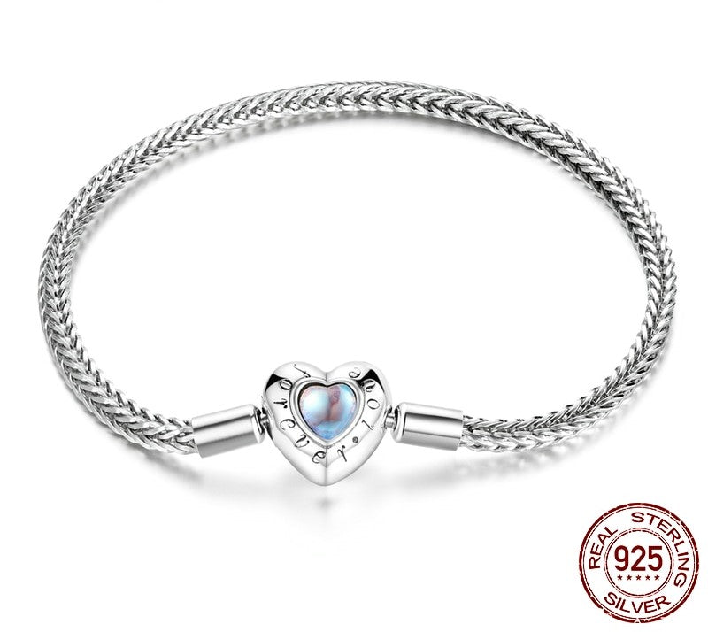 925 Sterling Silver Heart-Shaped Bracelet - TEA LU SHOP