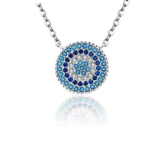 925 Sterling Silver Blue Evil Eyes Necklace - TEA LU SHOP
