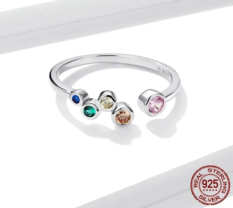 925 Sterling Silver Colorful Bubbles Open Ring - TEA LU SHOP