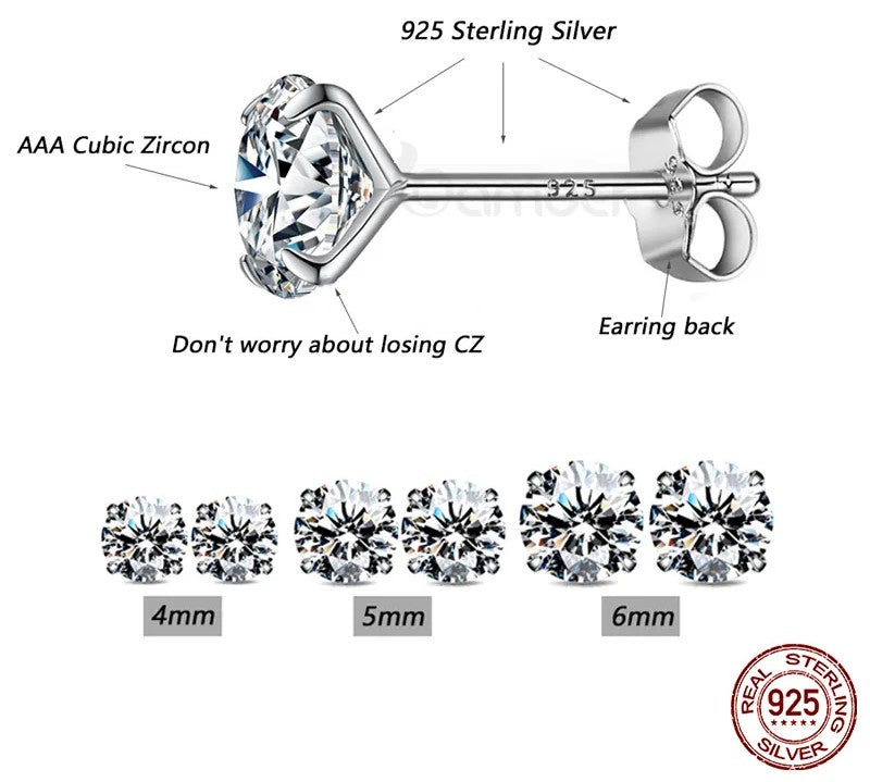 925 Sterling Silver Minimalist Stud Earrings - TEA LU SHOP