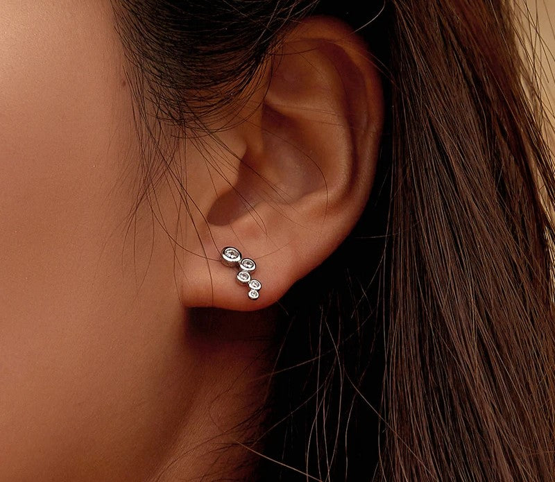 925 Sterling Silver Geometric Zircon Earrings - TEA LU SHOP