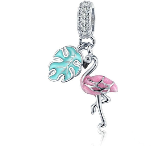 925 Sterling Silver Pink Flamingo Pendant - TEA LU SHOP
