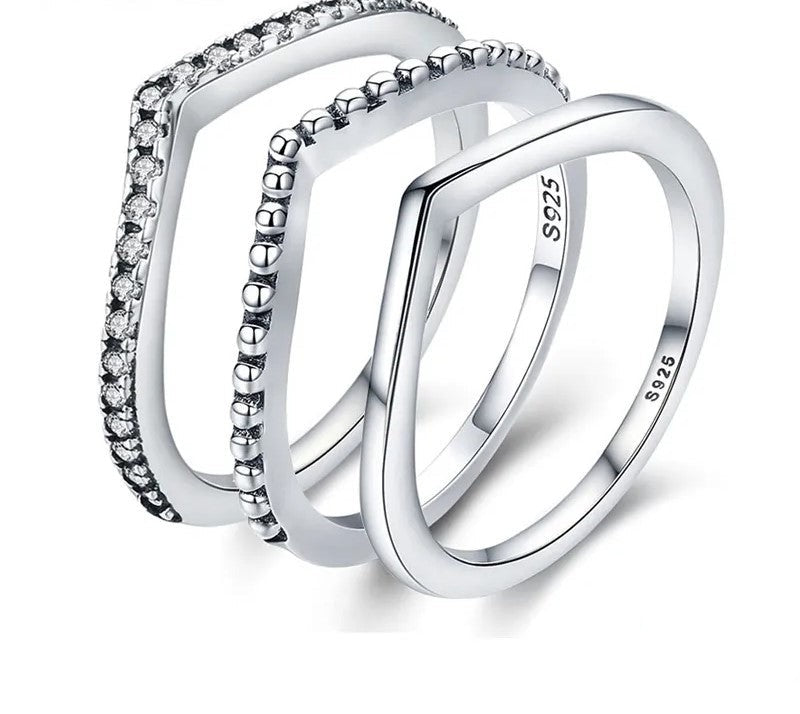 925 Sterling Silver Clear CZ FRings - TEA LU SHOP