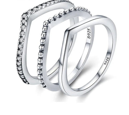 925 Sterling Silver Clear CZ FRings - TEA LU SHOP