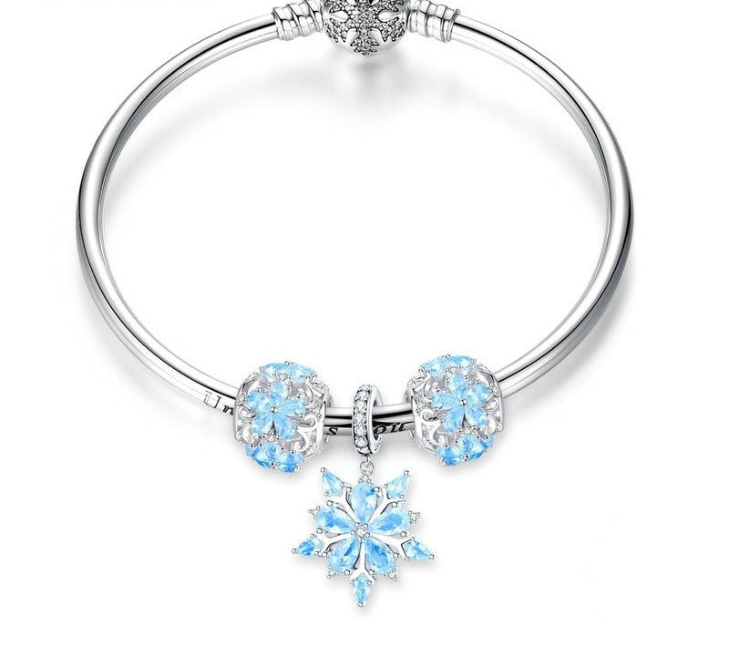 925 Sterling Silver Winter Snowflake Bracelet - TEA LU SHOP
