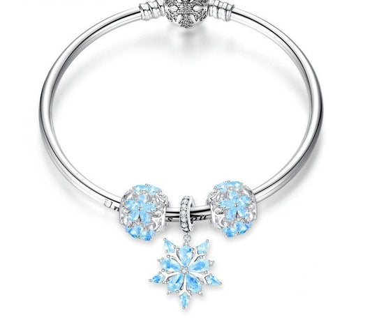 925 Sterling Silver Winter Snowflake Bracelet - TEA LU SHOP