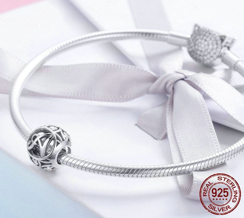 925 Sterling Silver Letter Charms - TEA LU SHOP