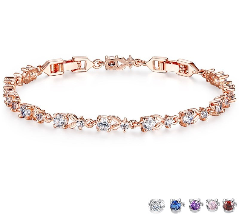 Luxury Rose Gold Bracelet for Women with Zircon - TEA LU SHOP