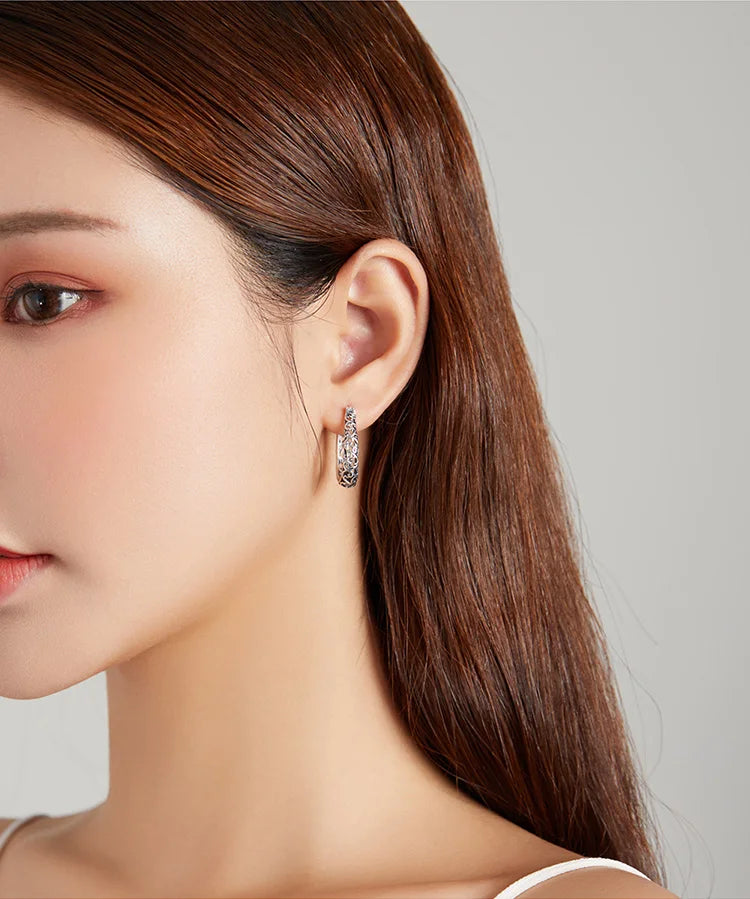 925 Sterling Silver Vintage Hoop Earrings - TEA LU SHOP