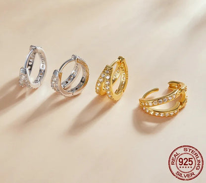 925 Sterling Silver Classic Zircon Geometry Earrings - TEA LU SHOP