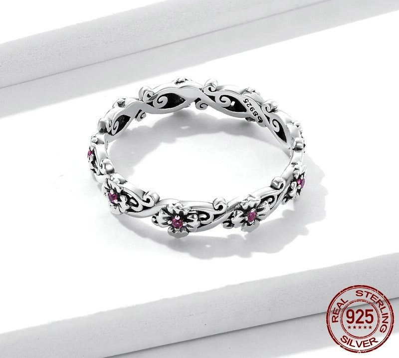 925 Sterling Silver Vintage Pattern Ring - TEA LU SHOP