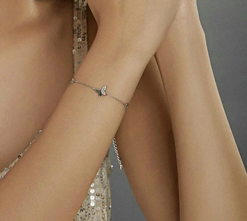 925 Sterling Silver Flying Butterfly Bracelet - TEA LU SHOP