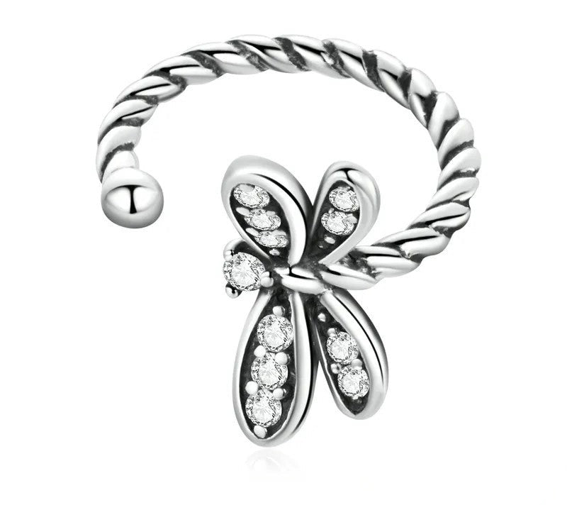 925 Sterling Silver Dragonfly Ear Cuff - TEA LU SHOP