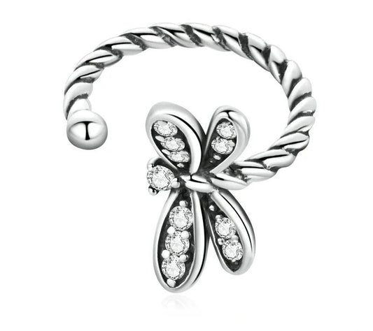 925 Sterling Silver Dragonfly Ear Cuff - TEA LU SHOP